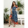 imageOSTOO Womens 2025 Summer Short Sleeves Boho Floral Print Tiered Casual Flowy Long Maxi DressNavy Blue Flowers