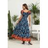 imageOSTOO Womens 2025 Summer Short Sleeves Boho Floral Print Tiered Casual Flowy Long Maxi DressNavy Blue Flowers