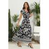 imageOSTOO Womens 2025 Summer Short Sleeves Boho Floral Print Tiered Casual Flowy Long Maxi DressNavy Leaf Flowers