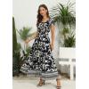 imageOSTOO Womens 2025 Summer Short Sleeves Boho Floral Print Tiered Casual Flowy Long Maxi DressNavy Leaf Flowers