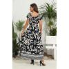 imageOSTOO Womens 2025 Summer Short Sleeves Boho Floral Print Tiered Casual Flowy Long Maxi DressNavy Leaf Flowers