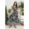 imageOSTOO Womens 2025 Summer Short Sleeves Boho Floral Print Tiered Casual Flowy Long Maxi DressNavy Leaf Flowers