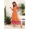 imageOSTOO Womens 2025 Summer Short Sleeves Boho Floral Print Tiered Casual Flowy Long Maxi DressOrange Flowers