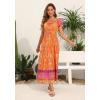 imageOSTOO Womens 2025 Summer Short Sleeves Boho Floral Print Tiered Casual Flowy Long Maxi DressOrange Flowers