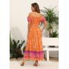 imageOSTOO Womens 2025 Summer Short Sleeves Boho Floral Print Tiered Casual Flowy Long Maxi DressOrange Flowers