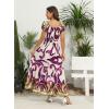 imageOSTOO Womens 2025 Summer Short Sleeves Boho Floral Print Tiered Casual Flowy Long Maxi DressPurple Flowers
