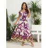 imageOSTOO Womens 2025 Summer Short Sleeves Boho Floral Print Tiered Casual Flowy Long Maxi DressPurple Flowers