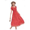 imageOSTOO Womens 2025 Summer Short Sleeves Boho Floral Print Tiered Casual Flowy Long Maxi DressRed Flowers