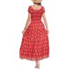 imageOSTOO Womens 2025 Summer Short Sleeves Boho Floral Print Tiered Casual Flowy Long Maxi DressRed Flowers