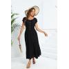 imageOSTOO Womens 2025 Summer Short Sleeves Boho Floral Print Tiered Casual Flowy Long Maxi DressSolid Black