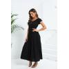 imageOSTOO Womens 2025 Summer Short Sleeves Boho Floral Print Tiered Casual Flowy Long Maxi DressSolid Black