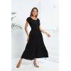 imageOSTOO Womens 2025 Summer Short Sleeves Boho Floral Print Tiered Casual Flowy Long Maxi DressSolid Black