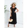 imageOSTOO Womens 2025 Summer Short Sleeves Boho Floral Print Tiered Casual Flowy Long Maxi DressSolid Black