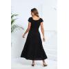imageOSTOO Womens 2025 Summer Short Sleeves Boho Floral Print Tiered Casual Flowy Long Maxi DressSolid Black