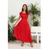 imageOSTOO Womens 2025 Summer Short Sleeves Boho Floral Print Tiered Casual Flowy Long Maxi DressSolid Red