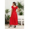 imageOSTOO Womens 2025 Summer Short Sleeves Boho Floral Print Tiered Casual Flowy Long Maxi DressSolid Red