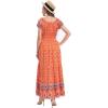 imageOSTOO Womens 2025 Summer Short Sleeves Boho Floral Print Tiered Casual Flowy Long Maxi DressTangerine Flowers