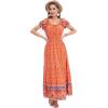 imageOSTOO Womens 2025 Summer Short Sleeves Boho Floral Print Tiered Casual Flowy Long Maxi DressTangerine Flowers