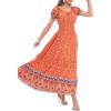 imageOSTOO Womens 2025 Summer Short Sleeves Boho Floral Print Tiered Casual Flowy Long Maxi DressTangerine Flowers