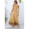 imageOSTOO Womens 2025 Summer Short Sleeves Boho Floral Print Tiered Casual Flowy Long Maxi DressYellow Flower