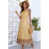 imageOSTOO Womens 2025 Summer Short Sleeves Boho Floral Print Tiered Casual Flowy Long Maxi DressYellow Flower