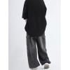 imagechouyatou Mens Wide Leg Baggy Denim Pants Drawstring Elastic Waist Y2k Street Cargo Jeans with PocketsGray