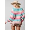 imagechouyatou Warm Womens Color Block Striped Knit Sweater Y2k Casual Pullover Loose Jacquard Jumper TopPink Green