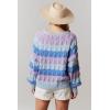 imagechouyatou Warm Womens Color Block Striped Knit Sweater Y2k Casual Pullover Loose Jacquard Jumper TopPurple Blue