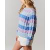 imagechouyatou Warm Womens Color Block Striped Knit Sweater Y2k Casual Pullover Loose Jacquard Jumper TopPurple Blue