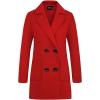 imagechouyatou Women Elegant Notched Collar Double Breasted Wool Blend Over CoatRed