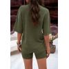imagechouyatou Women s 2 Piece Knit Sets Short Sleeve Sweater TShirt and Shorts Two Piece Outfits SleepwearArmy Green