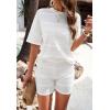 imagechouyatou Women s 2 Piece Knit Sets Short Sleeve Sweater TShirt and Shorts Two Piece Outfits SleepwearWhite
