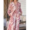 imagechouyatou Womens 2 Piece Outfit Floral Printed Button Down Shirts Wide Leg Palazzo Pants SetPink