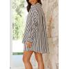 imagechouyatou Womens 2 Piece Outfits Lounge Sets Striped Button Down Shirt and Shorts Sleepwear Pajamas SetsBlack