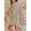 imagechouyatou Womens 2 Piece Outfits Lounge Sets Striped Button Down Shirt and Shorts Sleepwear Pajamas SetsBrown