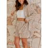 imagechouyatou Womens 2 Piece Outfits Lounge Sets Striped Button Down Shirt and Shorts Sleepwear Pajamas SetsBrown