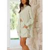 imagechouyatou Womens 2 Piece Outfits Lounge Sets Striped Button Down Shirt and Shorts Sleepwear Pajamas SetsGreen