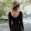 imagechouyatou Womens 2 Piece Outfits Rib Knit Long Sleeve Crop Top Sweater Wide Leg Pants Matching SetsBlack
