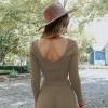 imagechouyatou Womens 2 Piece Outfits Rib Knit Long Sleeve Crop Top Sweater Wide Leg Pants Matching SetsKhaki