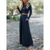 imagechouyatou Womens 2 Piece Outfits Rib Knit Long Sleeve Crop Top Sweater Wide Leg Pants Matching SetsNavy Blue