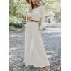 imagechouyatou Womens 2 Piece Outfits Rib Knit Long Sleeve Crop Top Sweater Wide Leg Pants Matching SetsWhite