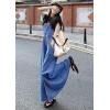 imagechouyatou Womens Adjustable Strap Distressed Denim Overall Dress ALine Back Split Pinafore Bib Jean DressBlue