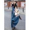 imagechouyatou Womens Adjustable Strap Distressed Denim Overall Dress ALine Back Split Pinafore Bib Jean DressRetro Blue