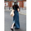 imagechouyatou Womens Adjustable Strap Distressed Denim Overall Dress ALine Back Split Pinafore Bib Jean DressRetro Blue