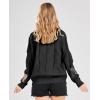 imagechouyatou Womens Cable Knit Embroidery Patchwork Cardigan V Neck Long Sleeve Open Front Button Down SweaterBlack