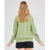 imagechouyatou Womens Cable Knit Embroidery Patchwork Cardigan V Neck Long Sleeve Open Front Button Down SweaterGreen