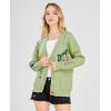 imagechouyatou Womens Cable Knit Embroidery Patchwork Cardigan V Neck Long Sleeve Open Front Button Down SweaterGreen