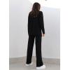 imagechouyatou Womens Casual 2 Piece Outfits Knitted Mock Neck Sweater Wide Leg Pant SetBlack