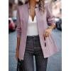 imagechouyatou Womens Casual Business Open Front Long Sleeve Notch Lapel Office Blazer JacketPurple