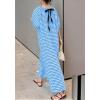 imagechouyatou Womens Casual Gingham LooseFit Swing Dress Cotton Linen Lantern Puff Sleeve Plaid Maxi DressBlue
